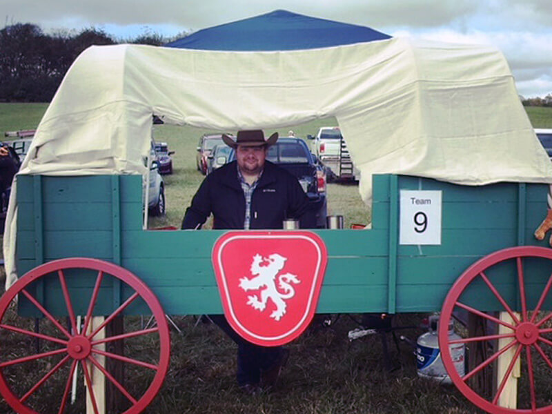Thomas was serving up Caledonian Chuck Wagon Chili at the Kiwanis Chili Cook Off.